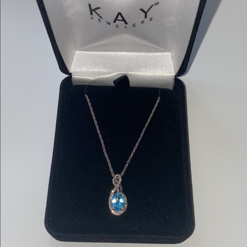 Blue Topaz Necklace Sterling Silver